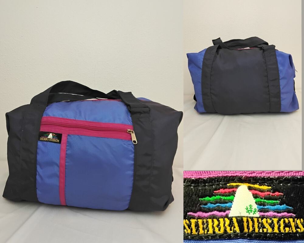 Sierra Designs Vintage Duffle Bag Color Block Purple W/ Matching Pouch #Z5794